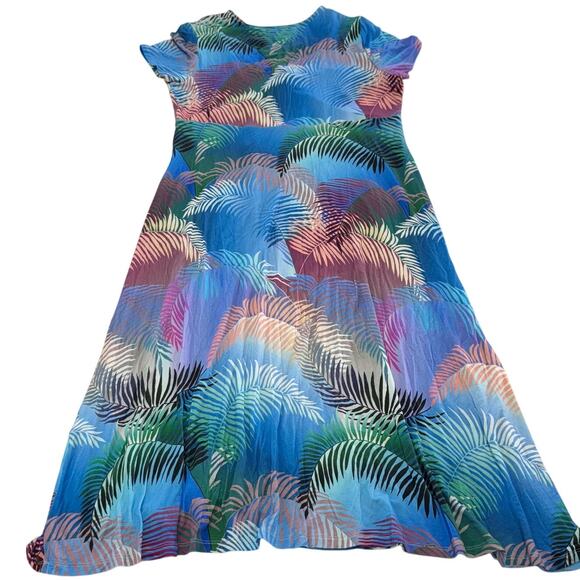 Soft Surroundings Dress Womens Large Blue Anya Ombré Palms Maxi Coastal Tropical - Picture 3 of 8
